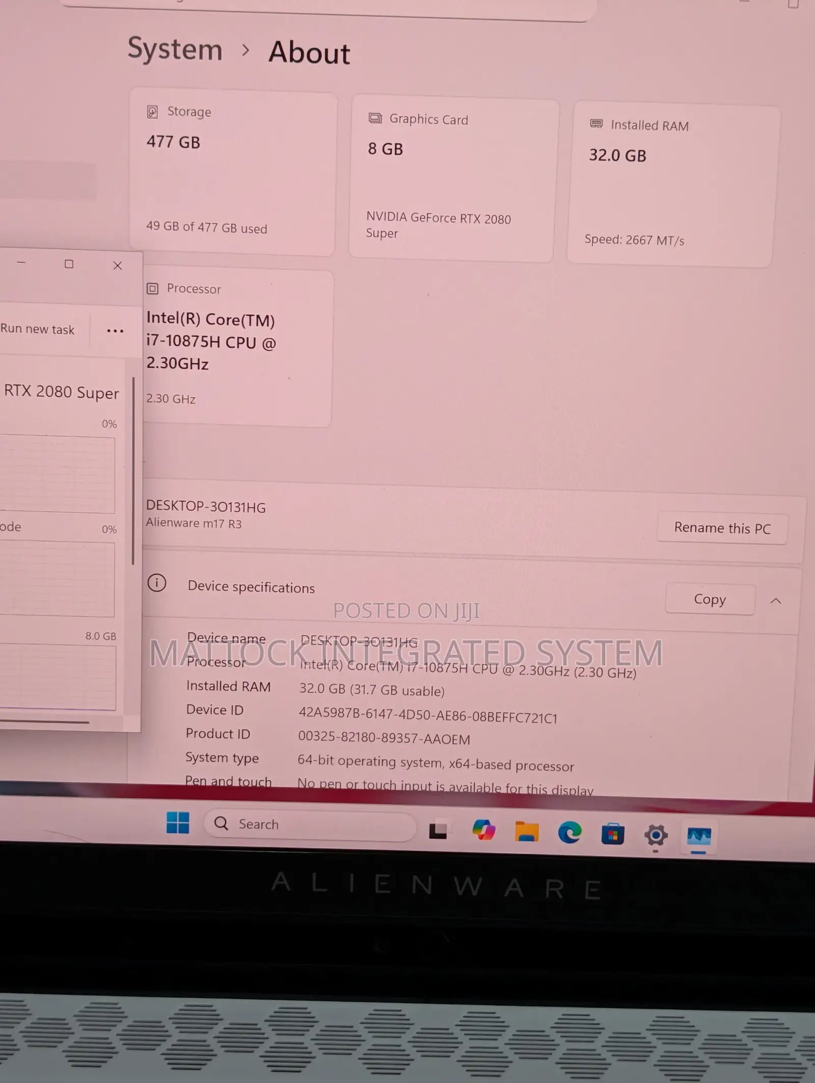 Laptop Dell 32GB Intel Core i7 SSD 512GB