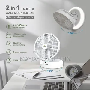IWIN 8-Inch Rechargeable Fold Fan With Remote, LED Wall Mounting