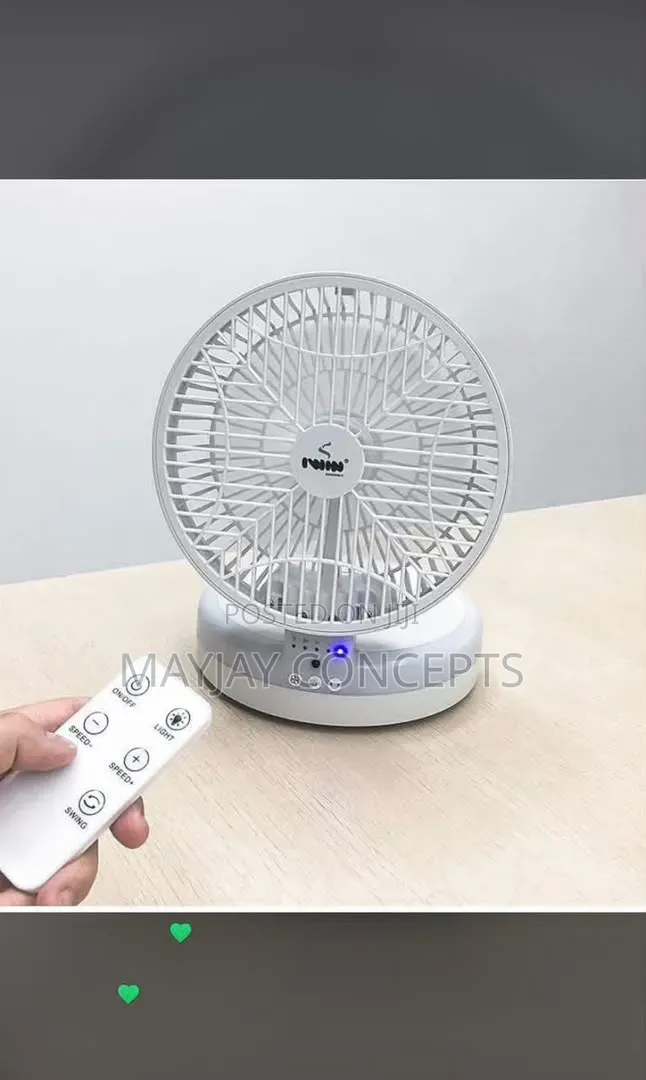 IWIN 8-Inch Rechargeable Fold Fan With Remote, LED Wall Mounting