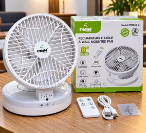 IWIN 8-Inch Rechargeable Fold Fan With Remote, LED Wall Mounting