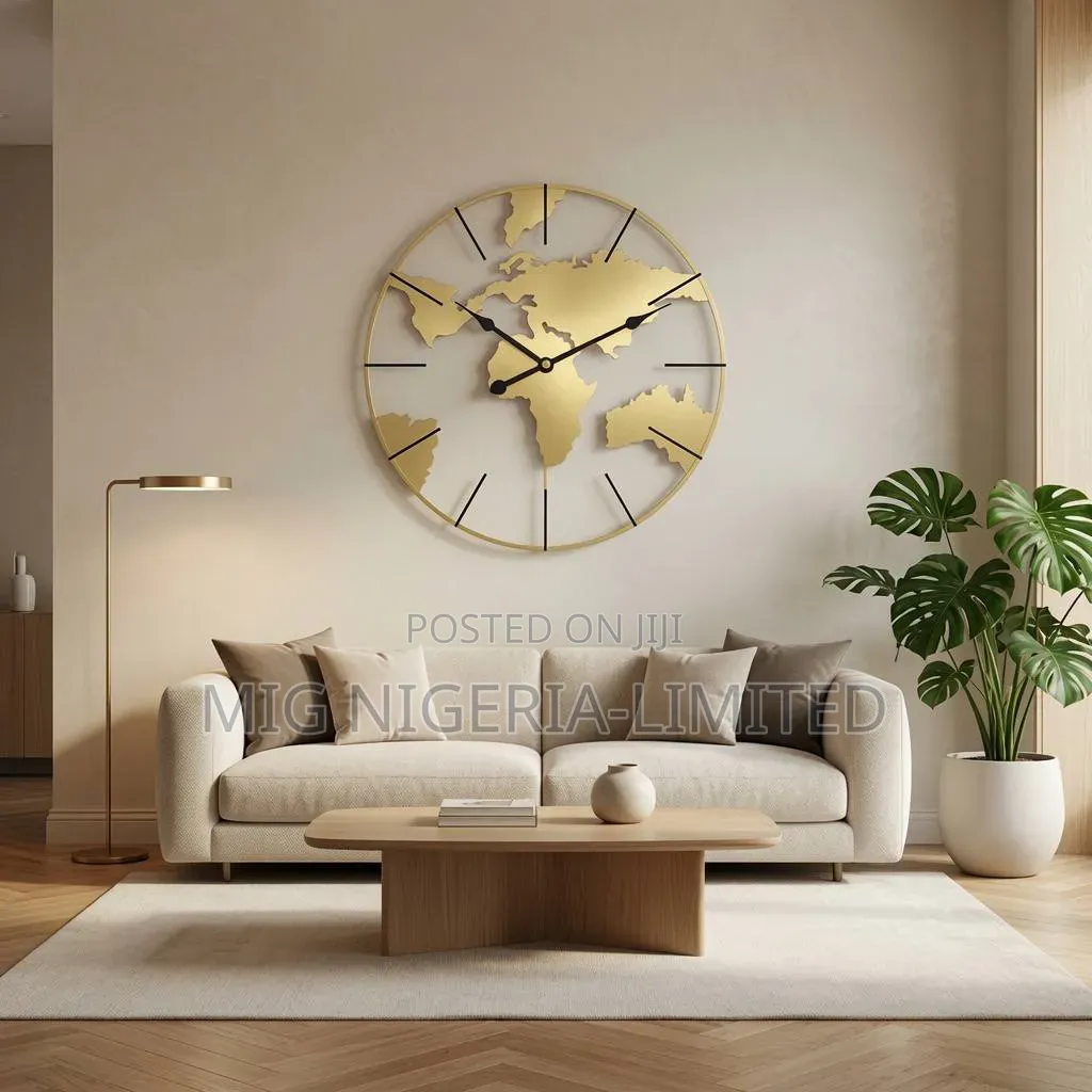 60cm Wall Iron Circle Wall Clock Home Decor Black