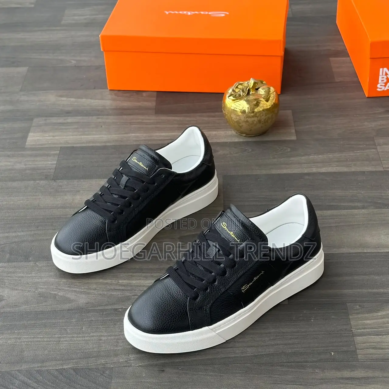 Men Santoni Leather Sneakers