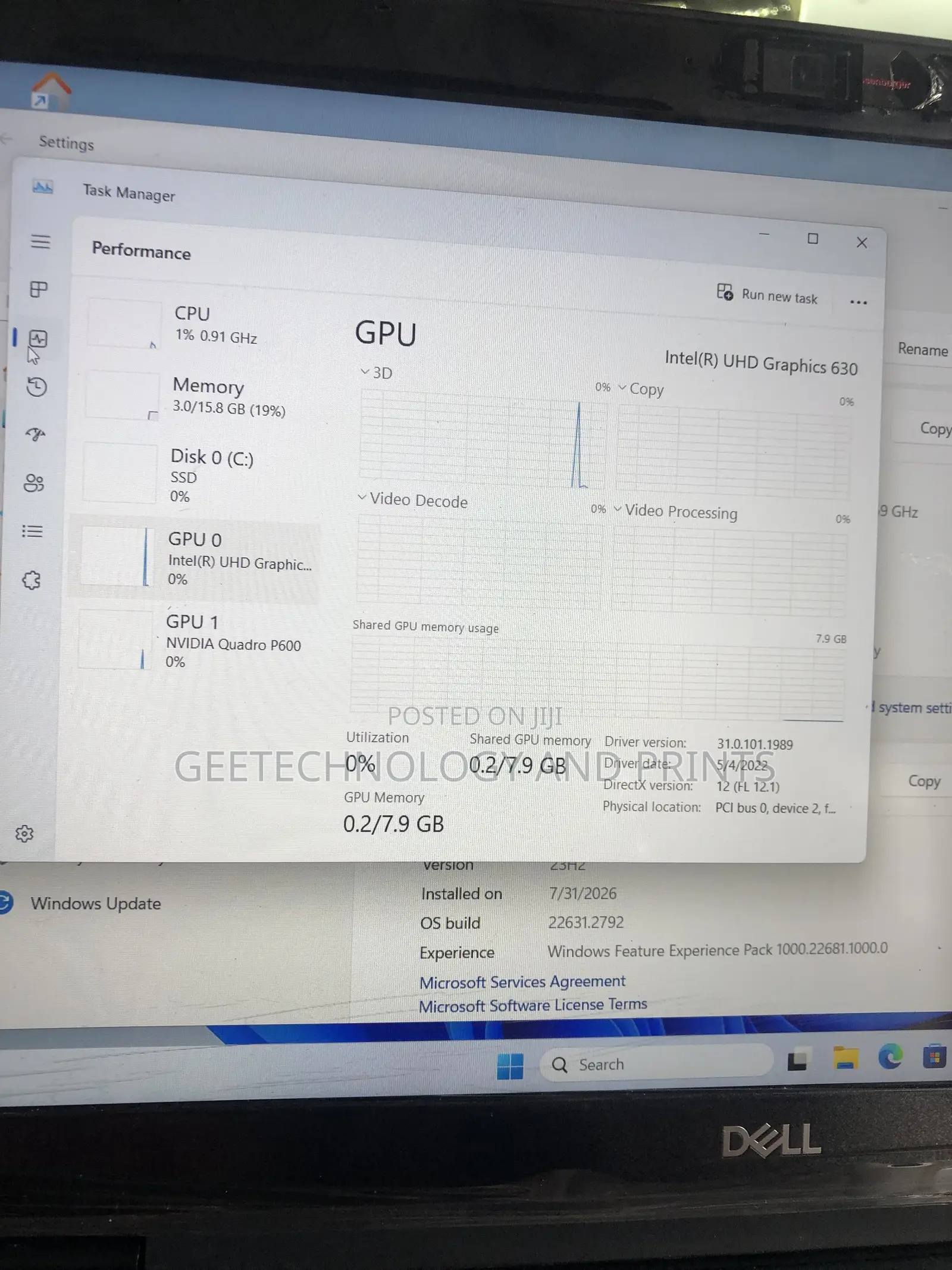 Laptop Dell Precision 3530 16GB Intel Core i7 SSD 256GB