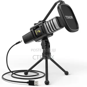 TONOR RGB USB Microphone, Cardioid Condenser Computer Mic With Stand