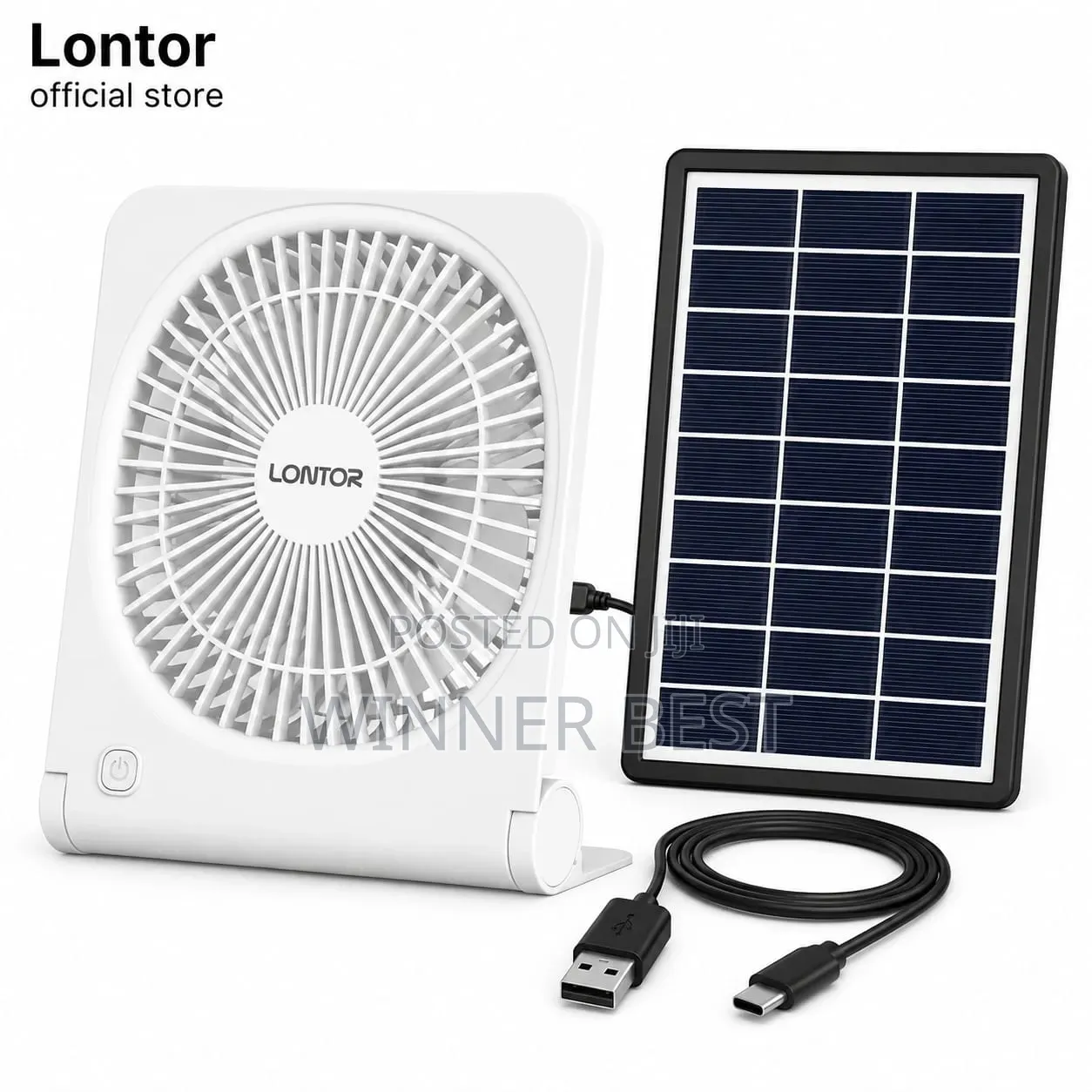 Lontor 6 Inches Rechargeable Table Decks Fan With Solar Panel
