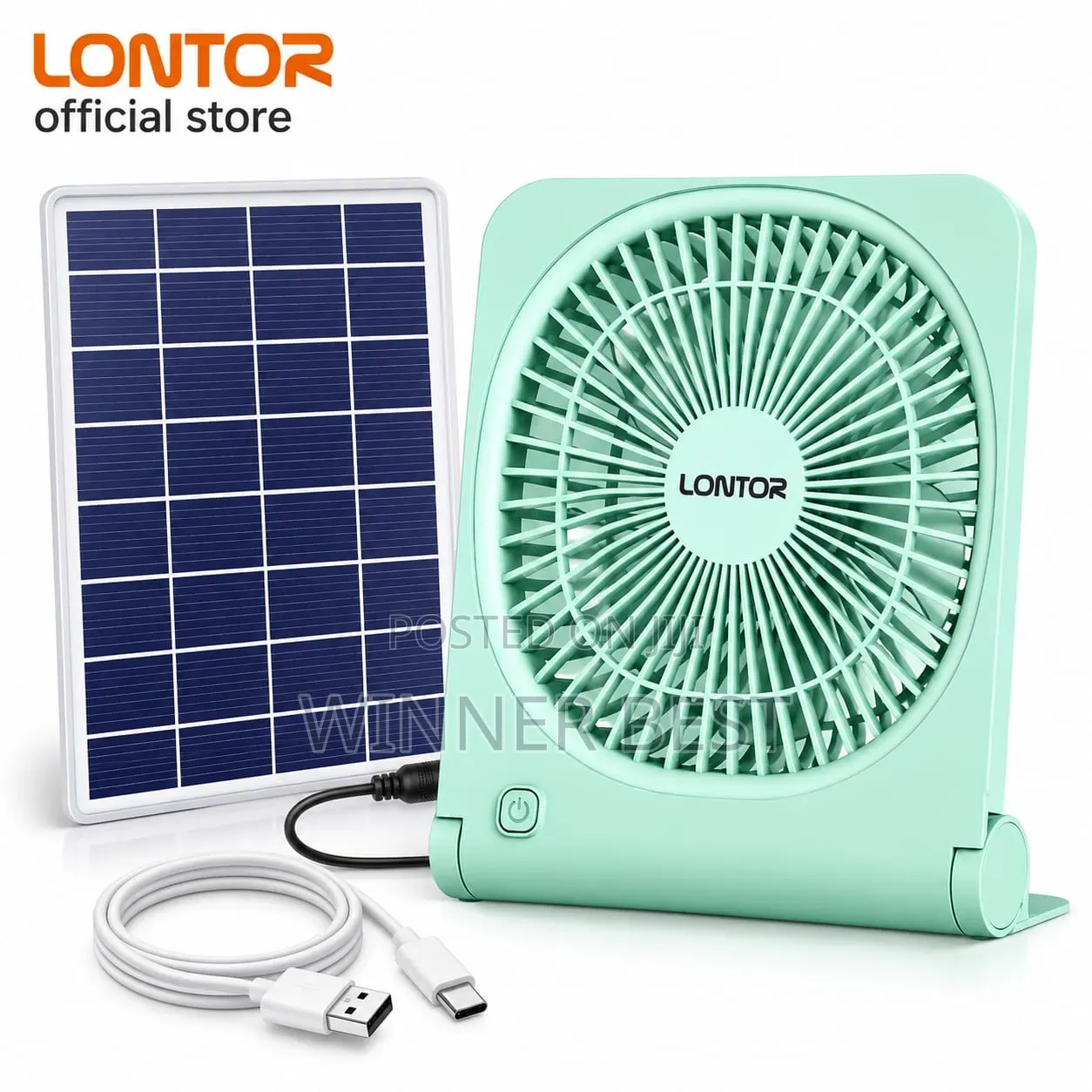 Lontor 6 Inches Rechargeable Table Decks Fan With Solar Panel