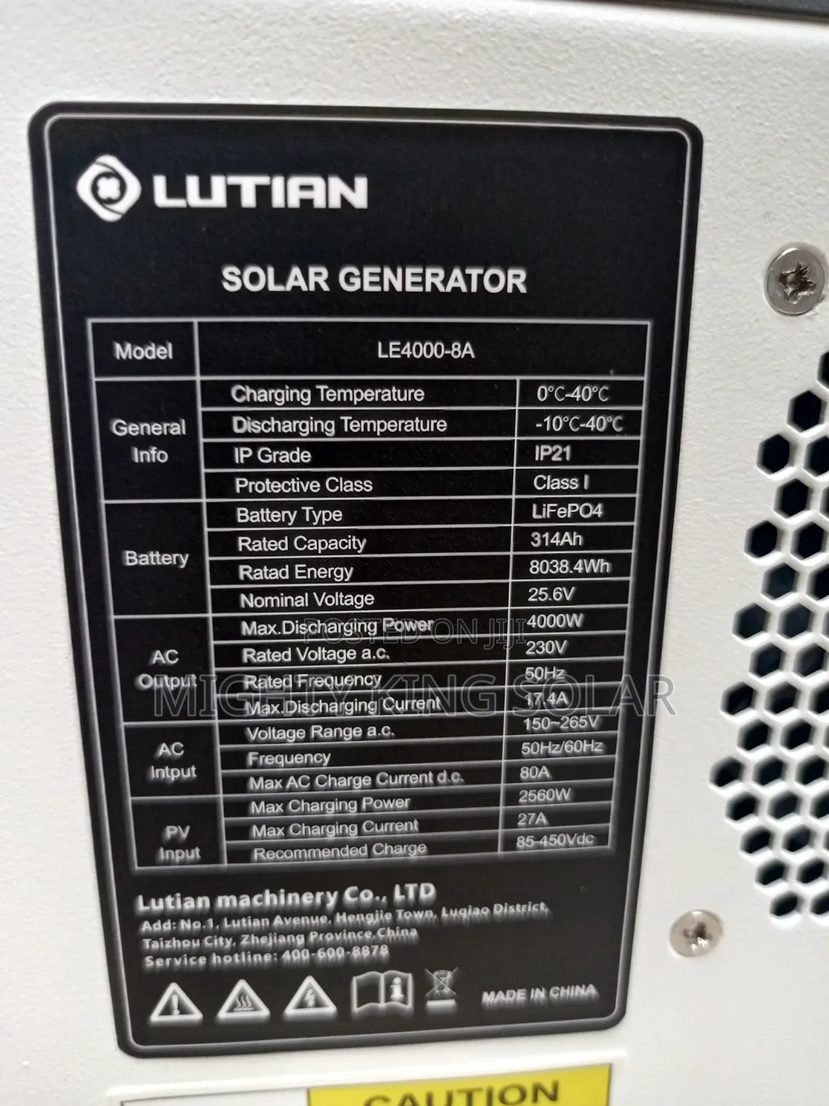 8kwh Plus 4kva LUTIAN SOLAR Generator