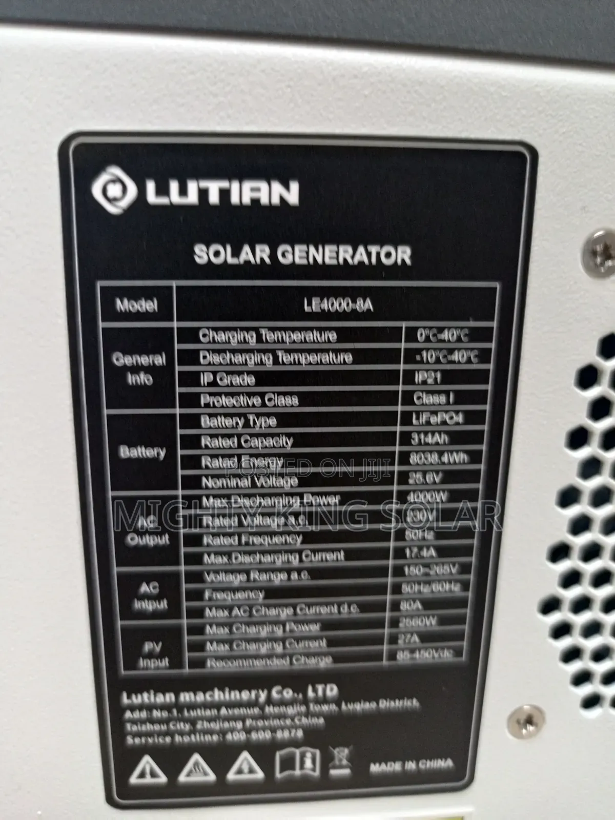 8kwh Plus 4kva LUTIAN SOLAR Generator
