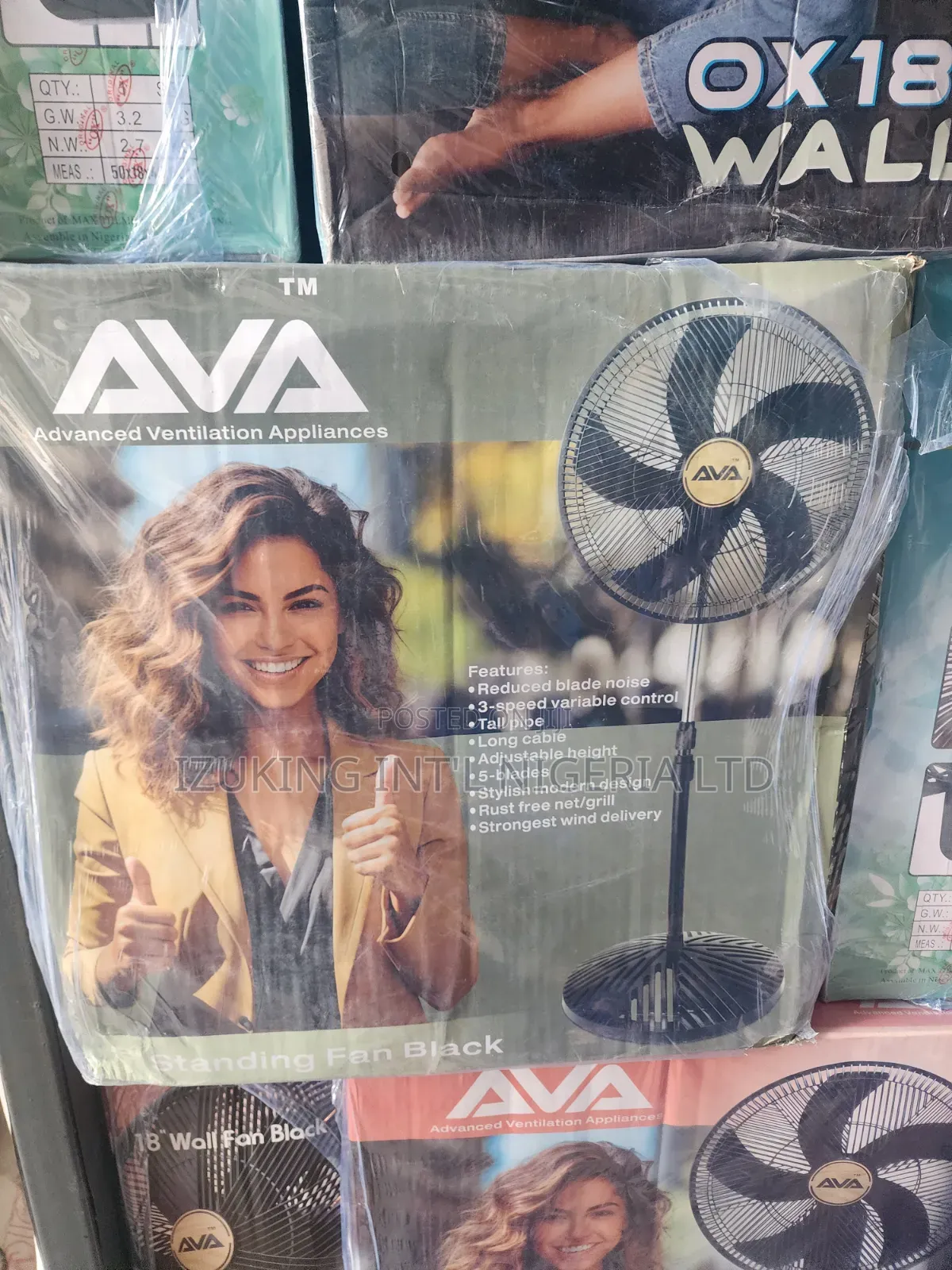 Ava Advanced Ventilation 18" 5-Blade Adjustable Height Standing Fan