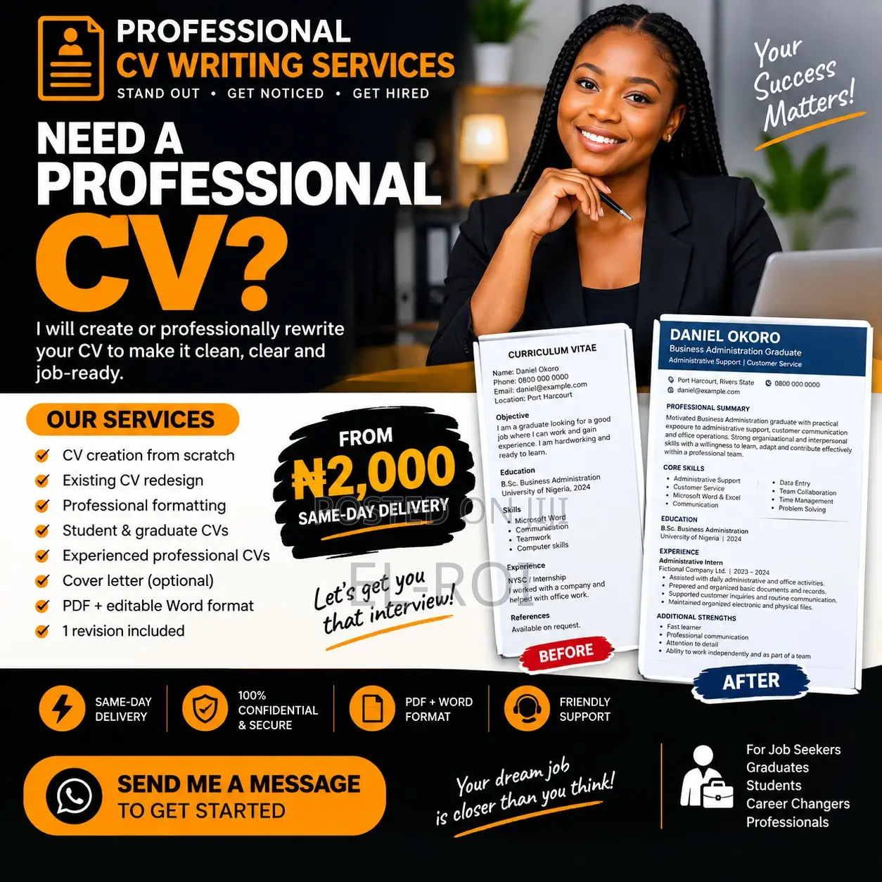 Professional CV Writing Design — Same Day Delivery