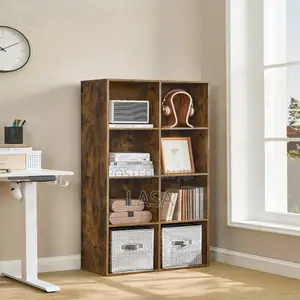8 Cube Bookcase Storage Shelf Freestanding Vintage Brown