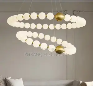 Nordic Ring Chandeliers Led White Acrylic Shade Ball Pendant Light