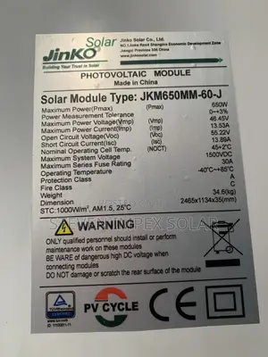 JINKO Solar Panel Mono Crystalline 650watts