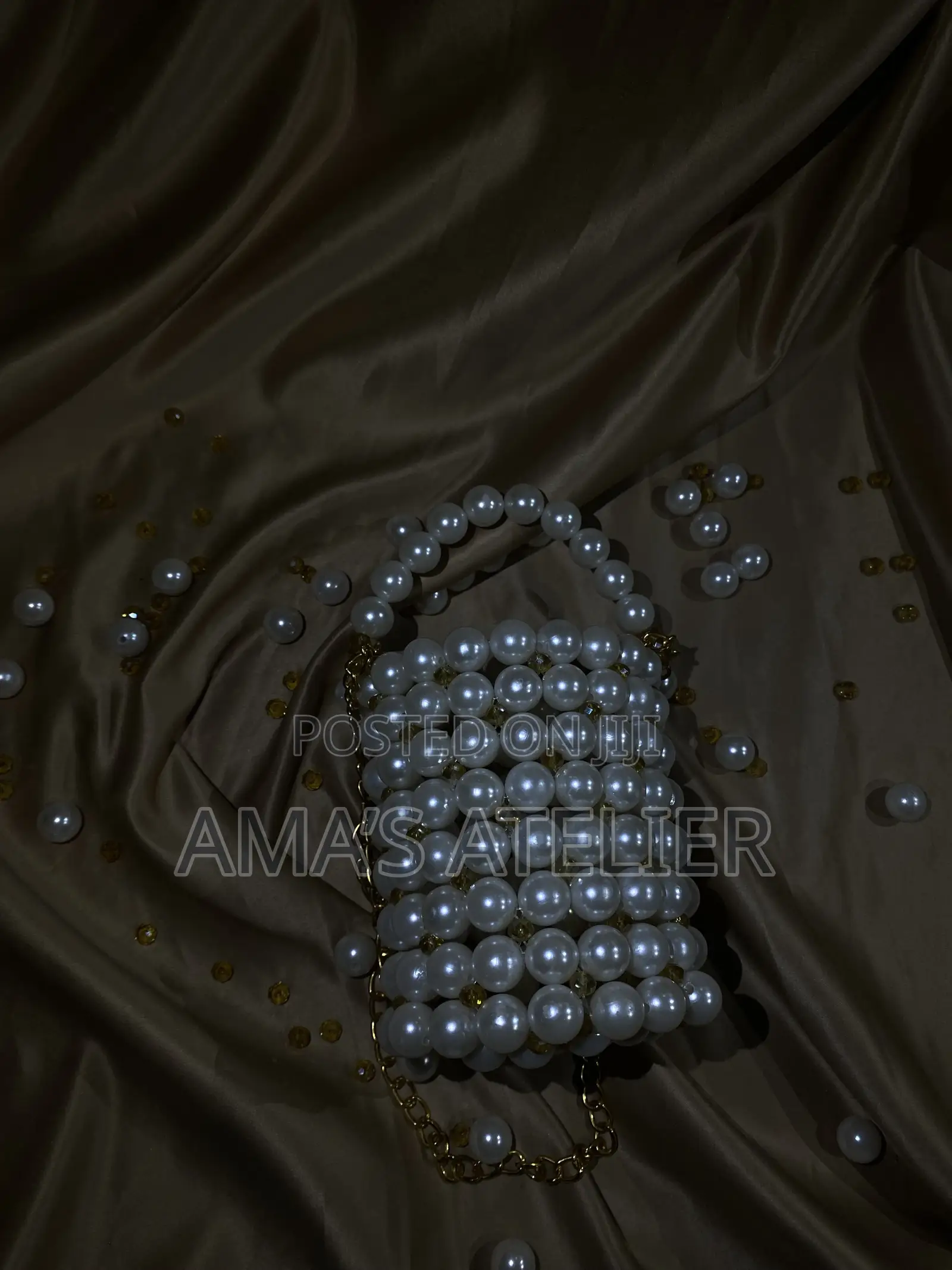 Pearl Beaded Bucket Bag