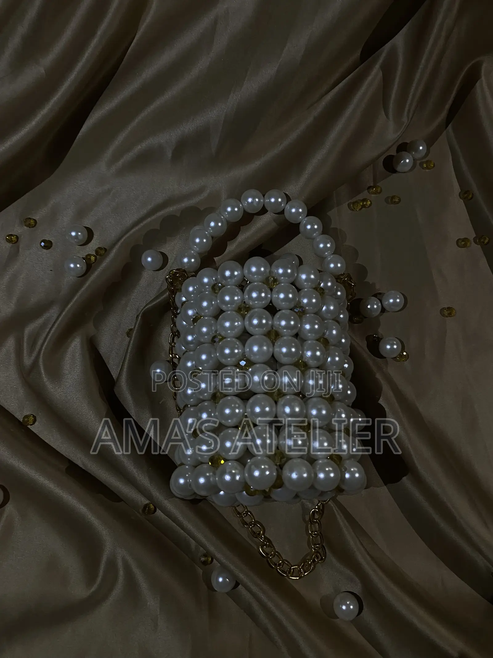 Pearl Beaded Bucket Bag