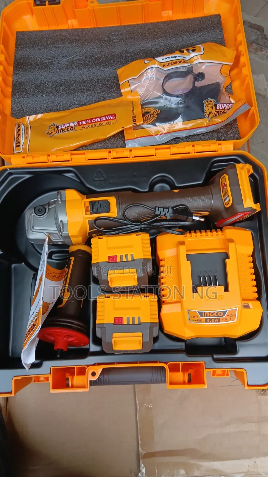 Ingco 1200w Cordless Angle Grinder With 5amp Battery