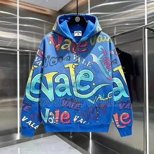Graffiti Print Zip-Up Hoodie – Oversized