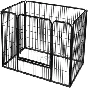 LASA Portable Steel Foldable Pet Playpen Black Panels