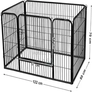 LASA Portable Steel Foldable Pet Playpen Black Panels