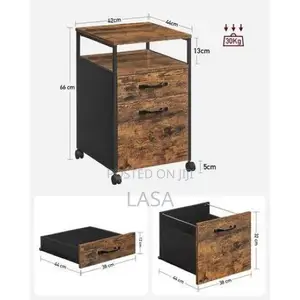 LASA Rolling File Cabinet 2-Drawer Office Storage With Open Shelf