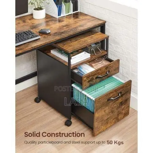 LASA Rolling File Cabinet 2-Drawer Office Storage With Open Shelf