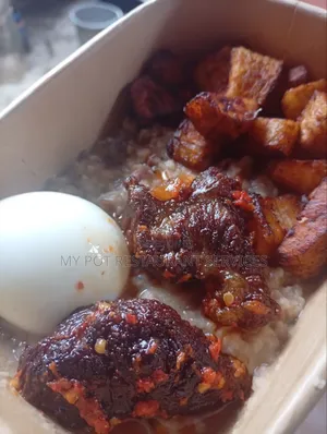 Ewa Agoyin, Plantain, Egg and Beef