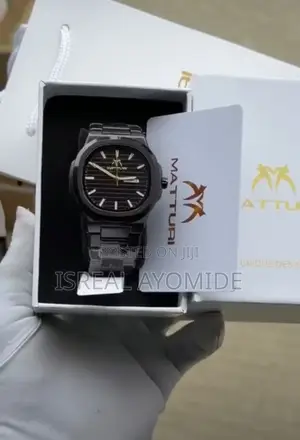 Matturi Black Nautilus Mens Chain Watch With Box
