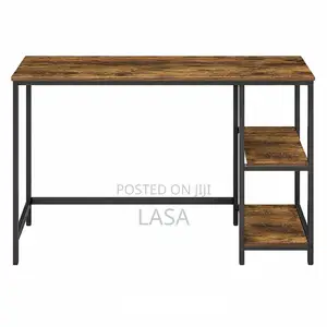 Modern Study Desk With Shelves - Brown and Black