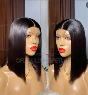 Human Hair Blend Straight Blunt Cut Wig