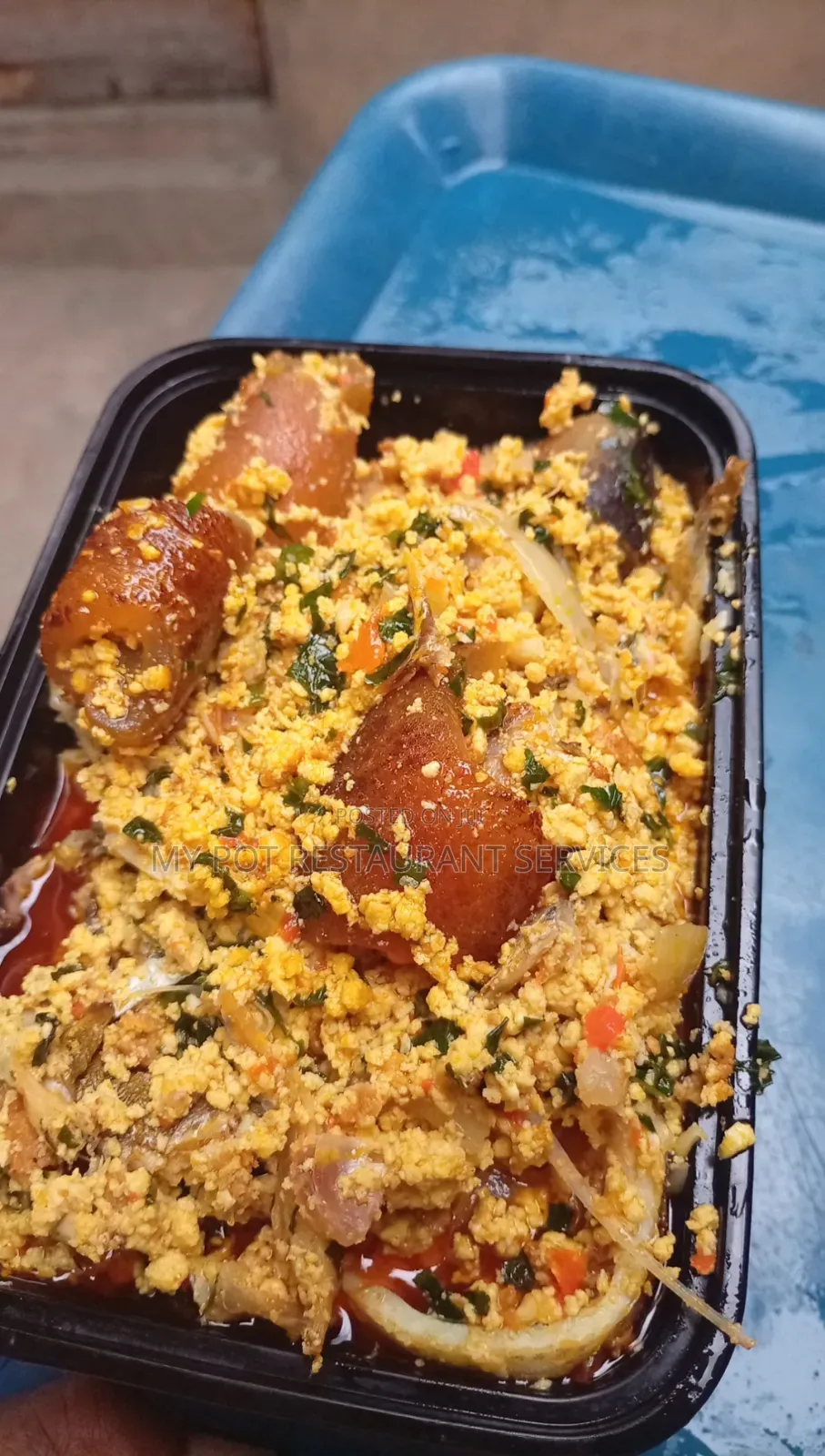 Pack of Egusi Soup, Fish and Swallow