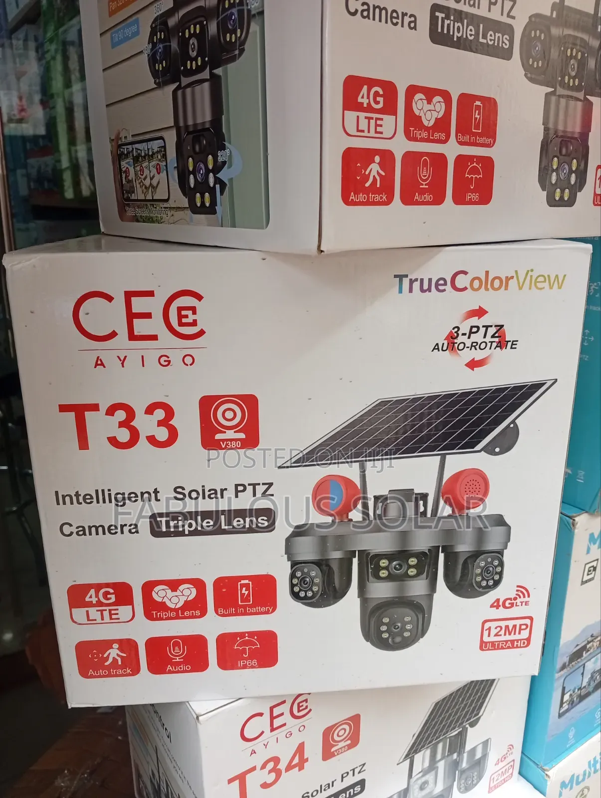 Original Triple Lens Inteligen Solar PTZcamera T33(3 Lens Solar Camera
