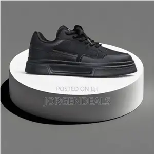 Pu Leather Padded Casual Sneakers – Black