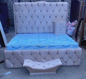 Brand New 6/6 Cream Colour Upholstery Paded Bed Frame