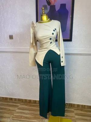 Ladies’ Elegant Two-Piece Set | Stylish Top Palazzo Trousers