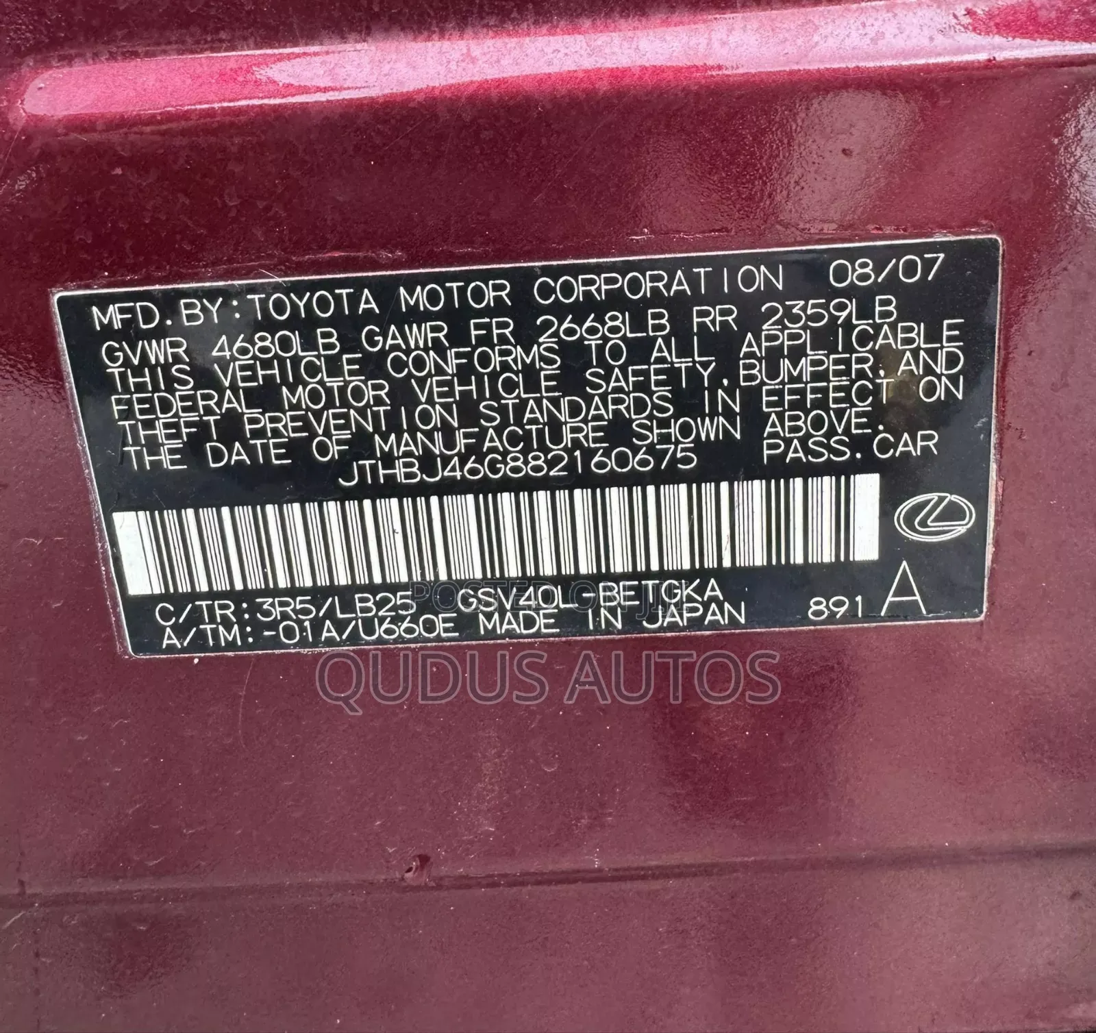 Lexus ES 350 2011 Red