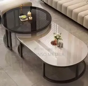 Tempered Glass and Marble Top Accent Center Table