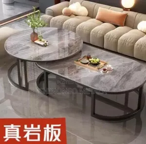 Tempered Glass and Marble Top Accent Center Table