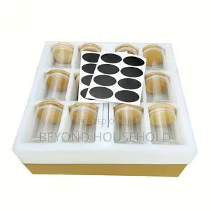 Glass Spice Jars Organizer Set Airtight Bamboo Lids Blackboard Labels