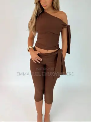 Brown One Shoulder Ladies Dress