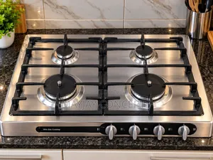 UK Used 4-Burner Slim Stainless Steel Gas Cooktop With Heavy Supports
