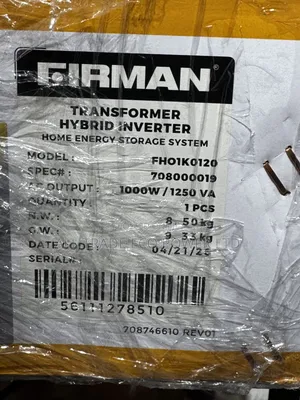 Firman 1.2kva Hybrid Inverter (Transformer-Based) 12v