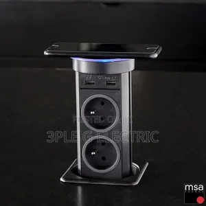TV Console Island Pop Up Socket With USB and Wireless Charger