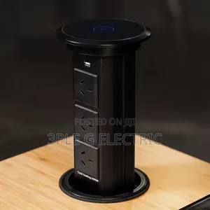 TV Console Island Pop Up Socket With USB and Wireless Charger