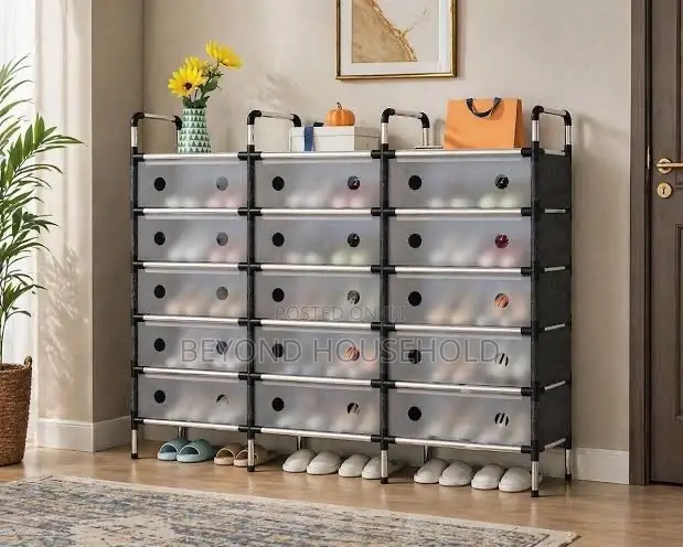 MultiTier Dustproof Shoe Cabinet Organizer With Clear Front Doors