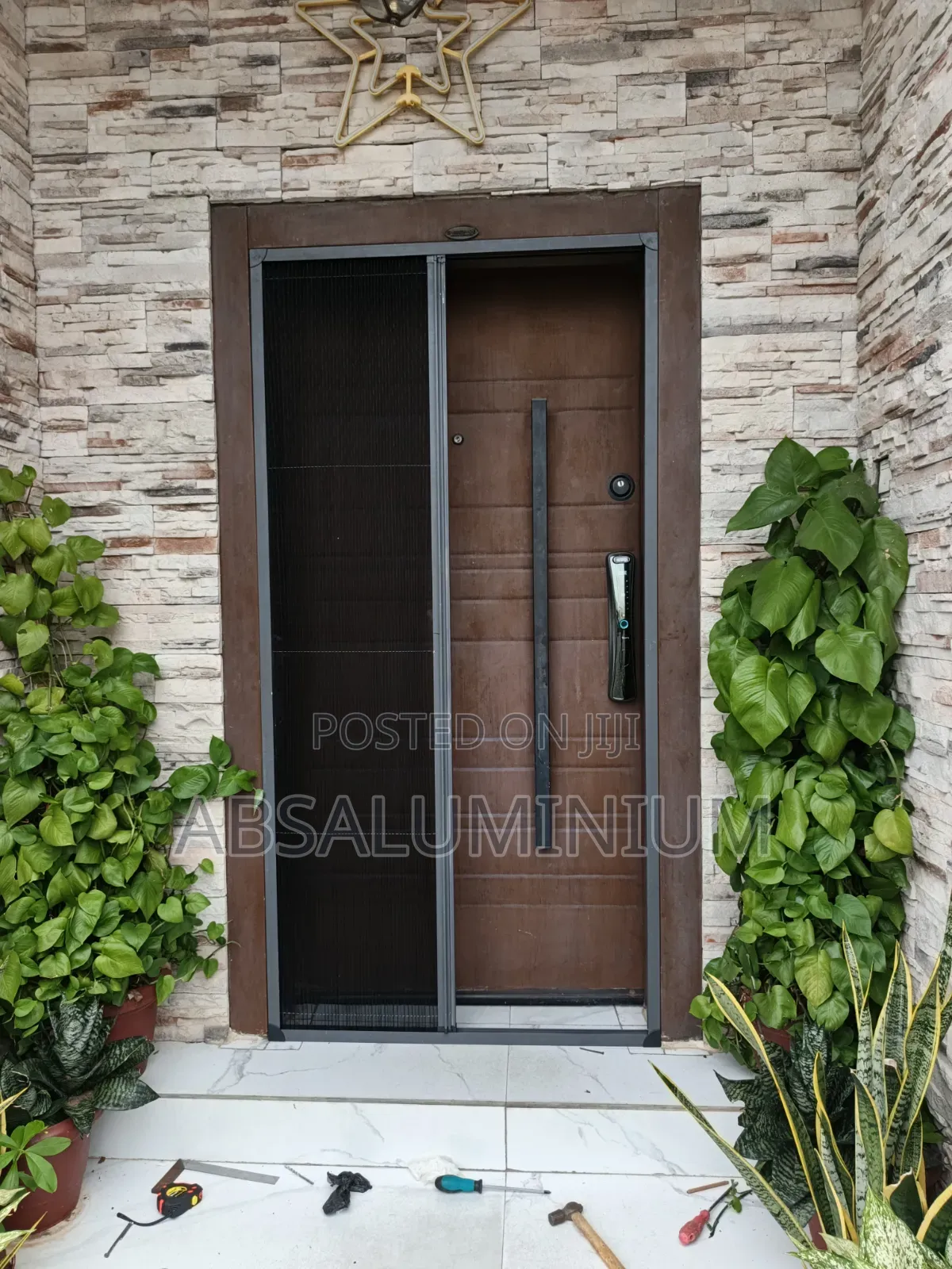Gray Aluminium Foldable Net Door