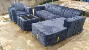 Gray Color L Shape Couch and a Seater With Table