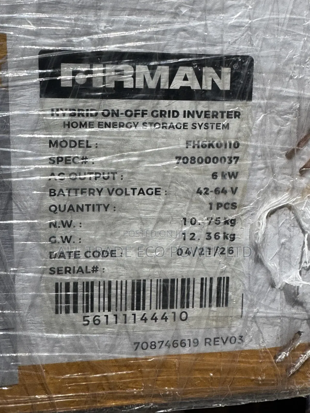 Firman 6kwh Hybrid Inverter (Transformer-Less) 48v