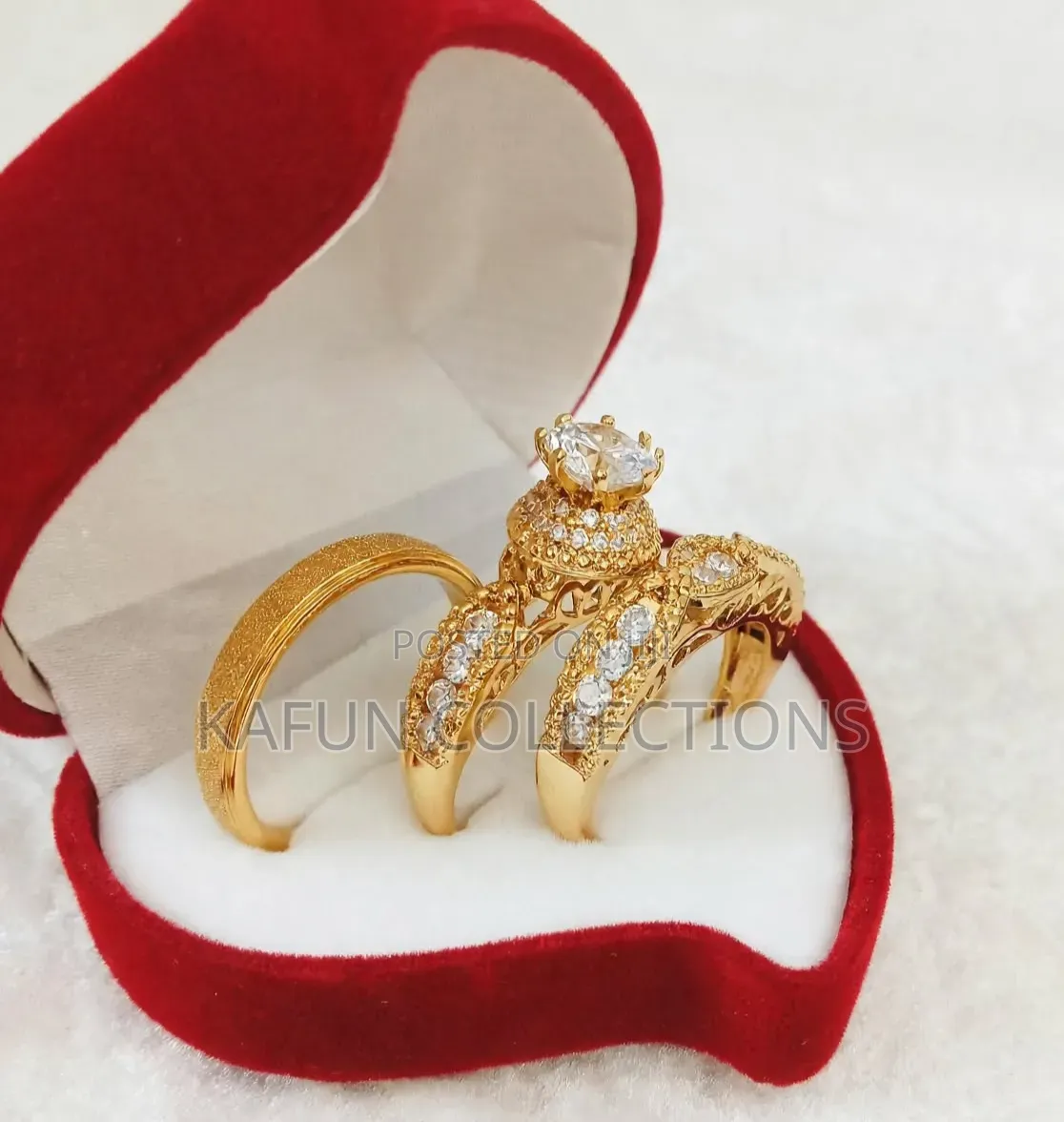 Gold Plated Zirconia Couple's Ring Set