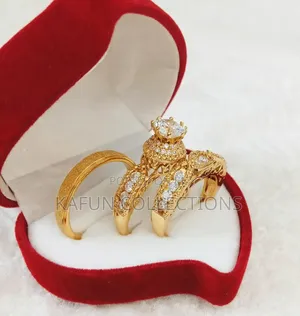 Gold Plated Zirconia Couple's Ring Set