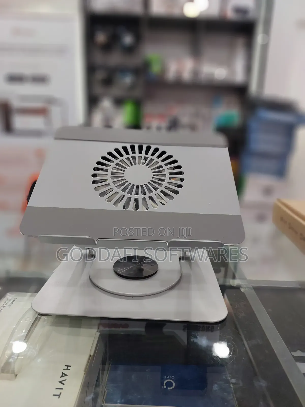 Folding Rotating Laptop Stand With Fan | Goddafi Stores